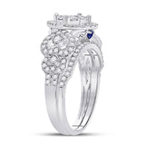 14kt White Gold Round Diamond Bridal Wedding Ring Band Set 1 Cttw
