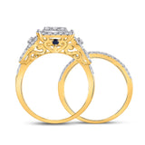 14kt Yellow Gold Round Diamond Bridal Wedding Ring Band Set 1 Cttw