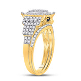 14kt Yellow Gold Round Diamond Bridal Wedding Ring Band Set 1 Cttw