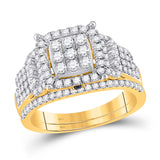 14kt Yellow Gold Round Diamond Bridal Wedding Ring Band Set 1 Cttw