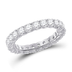 14kt White Gold Womens Round Diamond Eternity Wedding Band 2 Cttw Size 8