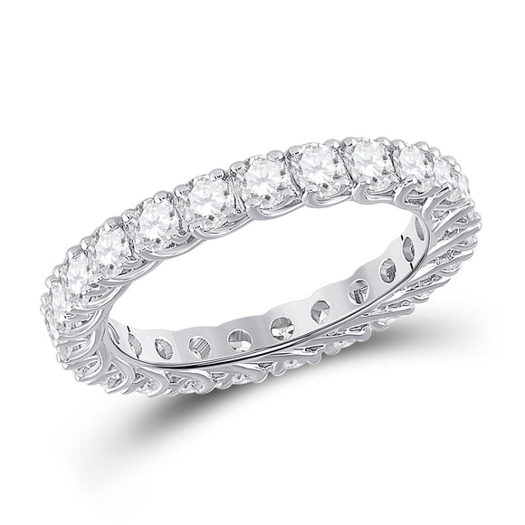 14kt White Gold Womens Round Diamond Eternity Wedding Band 2 Cttw Size 8