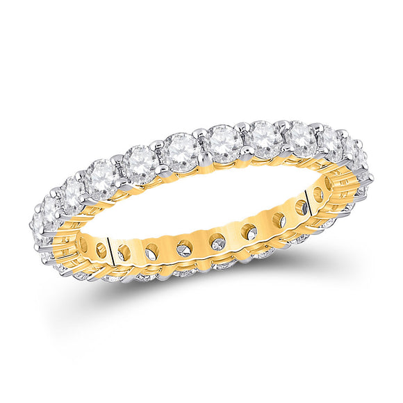 14kt Yellow Gold Womens Round Diamond Eternity Wedding Band 2 Cttw Size 8