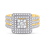 10kt Yellow Gold Round Diamond Bridal Wedding Ring Band Set 1 Cttw
