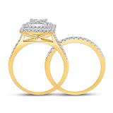 10kt Yellow Gold Round Diamond Bridal Wedding Ring Band Set 1 Cttw