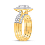10kt Yellow Gold Round Diamond Bridal Wedding Ring Band Set 1 Cttw