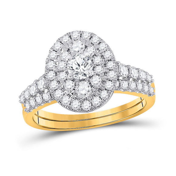 10kt Yellow Gold Round Diamond Bridal Wedding Ring Band Set 1 Cttw