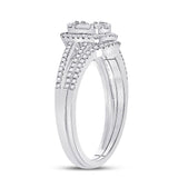 14kt White Gold Baguette Diamond Bridal Wedding Ring Band Set 1/2 Cttw