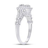 14kt White Gold Baguette Diamond Cluster Bridal Wedding Engagement Ring 5/8 Cttw