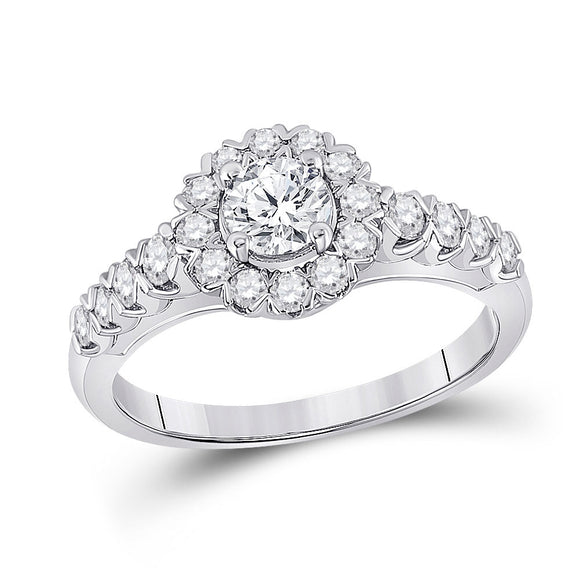14kt White Gold Round Diamond Solitaire Bridal Wedding Engagement Ring 1 Cttw