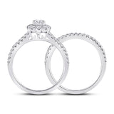 14kt White Gold Pear Diamond Bridal Wedding Ring Band Set 1-1/2 Cttw