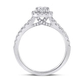 14kt White Gold Round Diamond Halo Bridal Wedding Engagement Ring 1 Cttw