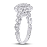 14kt White Gold Round Diamond Halo Bridal Wedding Engagement Ring 1 Cttw