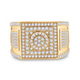 14kt Yellow Gold Mens Round Diamond Square Cluster Ring 3 Cttw