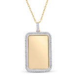 10kt Yellow Gold Mens Baguette Diamond Dog Tag Picture Memory Pendant 2 Cttw