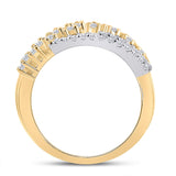 10kt Yellow Gold Womens Round Diamond Crossover Strand Band Ring 3/4 Cttw