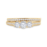 14kt Yellow Gold Round Diamond Bridal Wedding Ring Band Set 1 Cttw