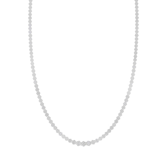 14kt White Gold Womens Round Diamond Cluster Fashion Necklace 10 Cttw