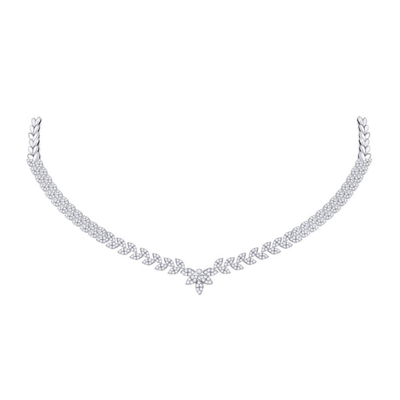 14kt White Gold Womens Round Diamond Luxury Fashion Necklace 3 Cttw