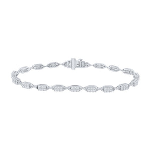 14kt White Gold Womens Round Diamond Fashion Bracelet 2 Cttw