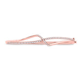 14kt Rose Gold Womens Round Diamond Bangle Bracelet 1/2 Cttw