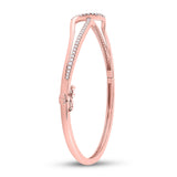 14kt Rose Gold Womens Round Diamond Bangle Bracelet 1/2 Cttw