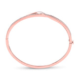 14kt Rose Gold Womens Round Diamond Bangle Bracelet 1/2 Cttw