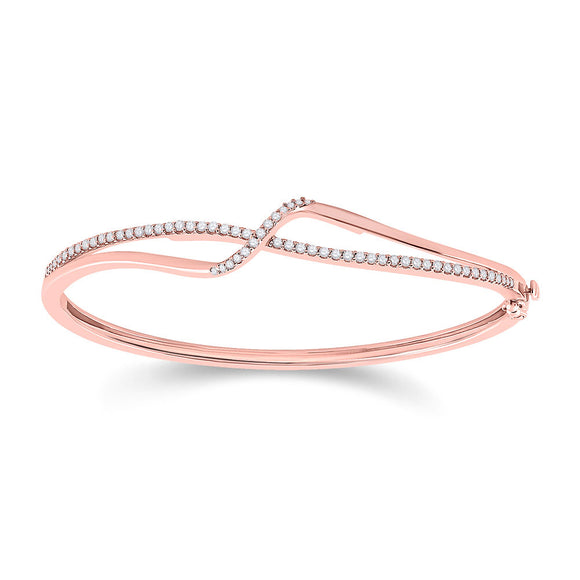 14kt Rose Gold Womens Round Diamond Bangle Bracelet 1/2 Cttw