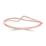 14kt Rose Gold Womens Round Diamond Bangle Bracelet 1/2 Cttw