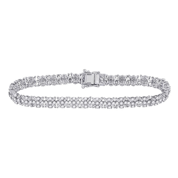 14kt White Gold Womens Round Diamond Tennis Bracelet 4-1/3 Cttw