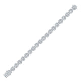 14kt White Gold Womens Baguette Diamond Flower Fashion Bracelet 4 Cttw