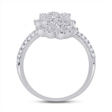 14kt White Gold Womens Baguette Diamond Bypass Fashion Ring 1 Cttw