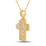 10kt Yellow Gold Mens Round Diamond Cross Charm Pendant 3-1/4 Cttw