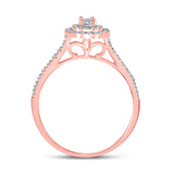 10kt Rose Gold Round Diamond Bridal Wedding Ring Band Set 1/3 Cttw