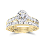 10kt Yellow Gold Round Diamond Bridal Wedding Ring Band Set 1/2 Cttw