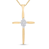 10kt Yellow Gold Womens Round Diamond Cross Pendant 1/12 Cttw