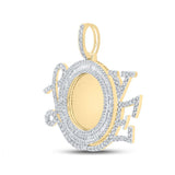 10kt Yellow Gold Mens Baguette Diamond Love Circle Mirror Charm Pendant 3 Cttw
