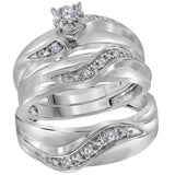 10kt White Gold His Hers Round Diamond Solitaire Matching Wedding Set 1/6 Cttw