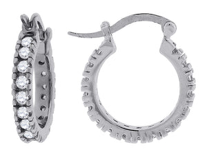 925 Sterling Silver Yellow-Tone Womens Cubic Zirconia Single Row Huggie Hoop Earrings