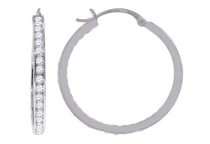 925 Sterling Silver Womens 35mm Inside-out Hoop Earrings