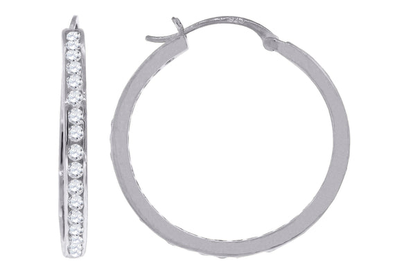 925 Sterling Silver Womens 35mm Inside-out Hoop Earrings