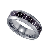 Tungsten Black Carbon Fiber Inlay Mens Comfort-fit 6 mm Size-10 Wedding Band
