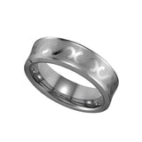 Tungsten Center Brushed Laser Engraved Mens Comfort-fit Wedding Band 7mm Size-10.5 