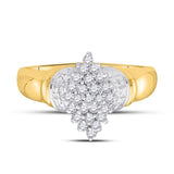 10kt Yellow Gold Womens Round Diamond Oval Cluster Ring 1/4 Cttw