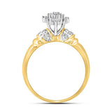 10kt Yellow Gold Womens Round Diamond Oval Cluster Ring 1/4 Cttw