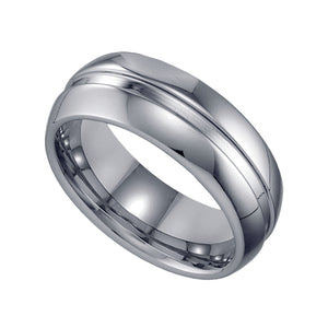Tungsten Single Grooved Polished Mens Comfort-fit 8mm Size-8 Wedding Band