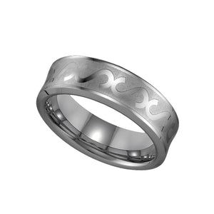 Tungsten Center Brushed Laser Engraved Mens Comfort-fit Wedding Band 7mm Size-8 