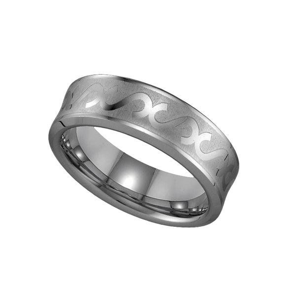 Tungsten Center Brushed Laser Engraved Mens Comfort-fit Wedding Band 7mm Size-8 