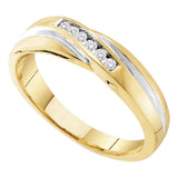 10kt Yellow Gold Mens Round Diamond Wedding Band Ring 1/8 Cttw