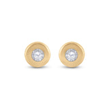 14kt Yellow Gold Womens Round Diamond Solitaire Earrings 1/10 Cttw